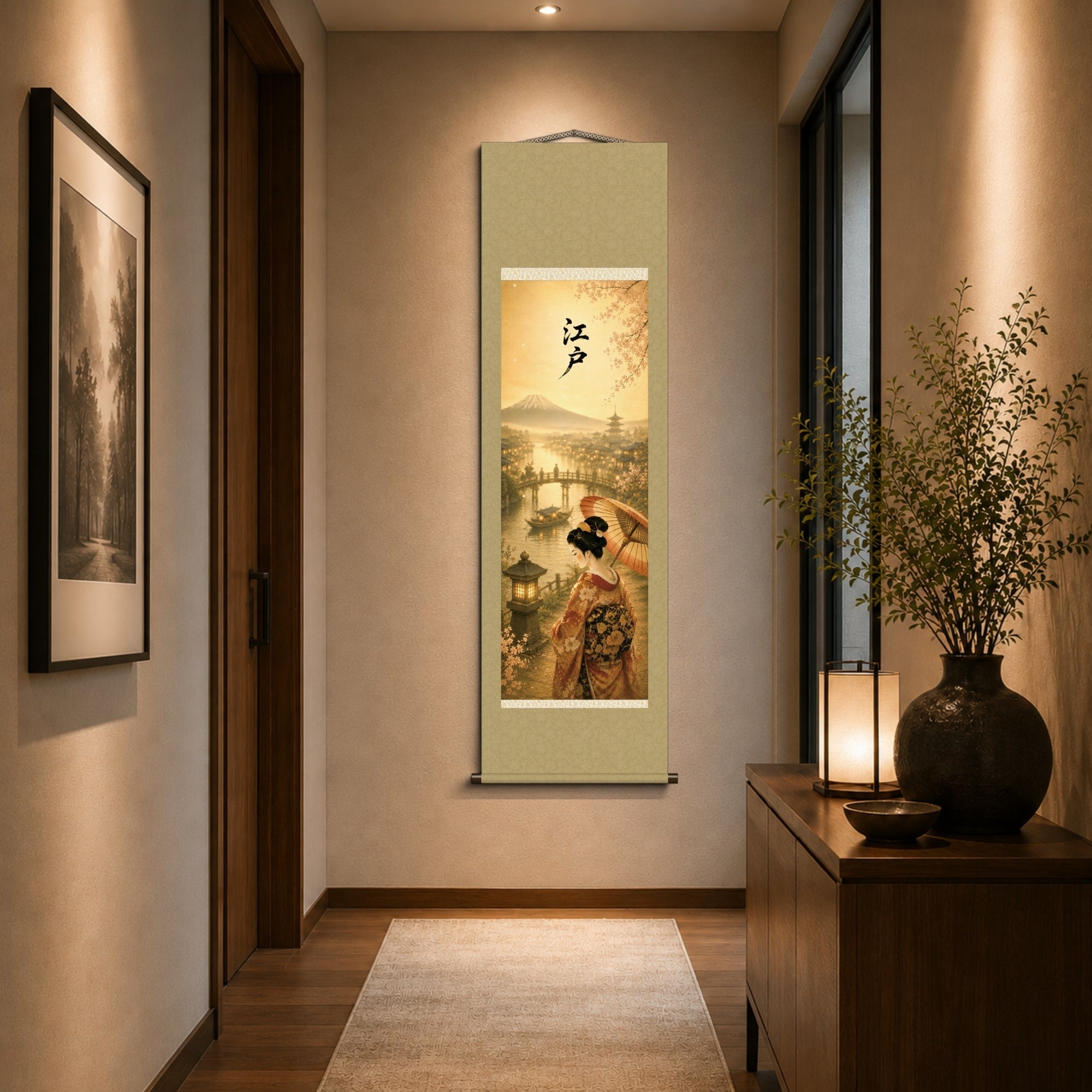 Parchemin mural japonais Edo Kakemono – Beauté intemporelle du Japon d'autrefois 